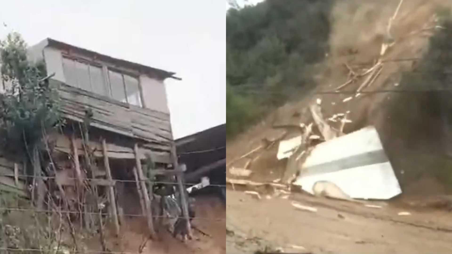 Deslizamiento de tierra en Curanilahue: parte de una vivienda cayó desde ladera de un cerro